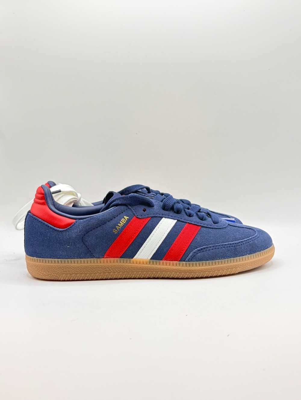 Adidas Samba OG Navy Blue Red White Suede Sneakers Size US 5/6 Womens